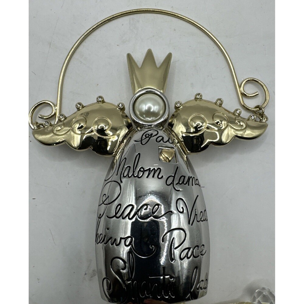 Silver Gold Chico's Christmas Jewel Angel Ornament Glass Stone Pearls Beads - Picture 2 of 6
